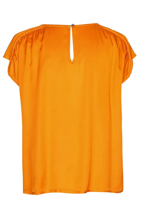 Caroline Biss ORANGE STRAIGHT SHINY TOP