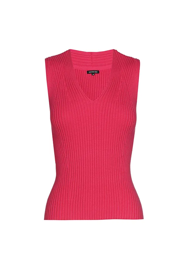 Caroline Biss PINK FITTED KNITTED TOP