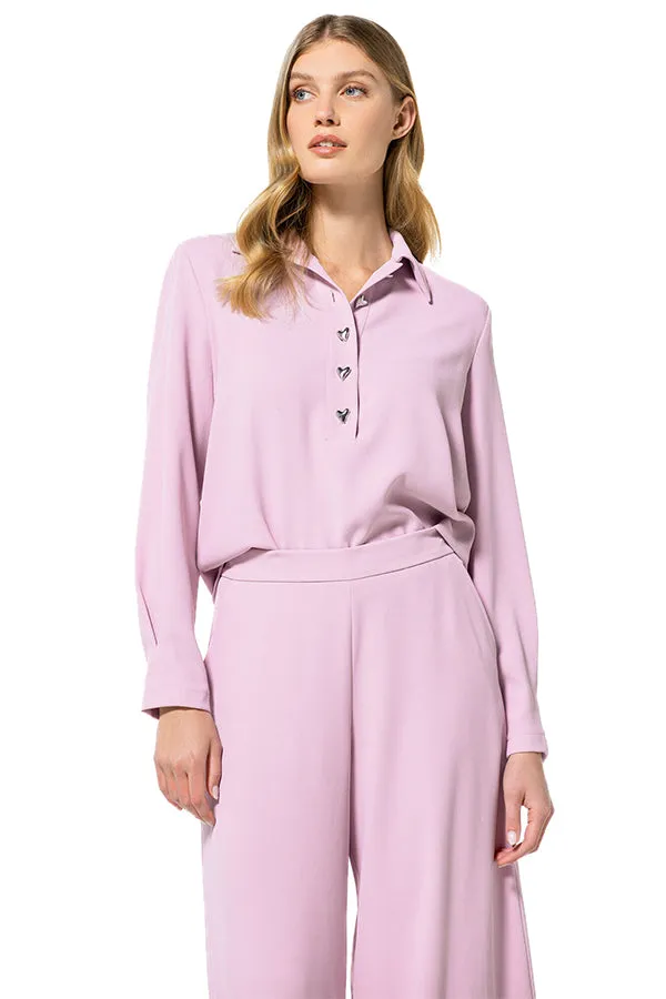 Caroline Biss PINK STRAIGHT-FITTING SHORT BLOUSE