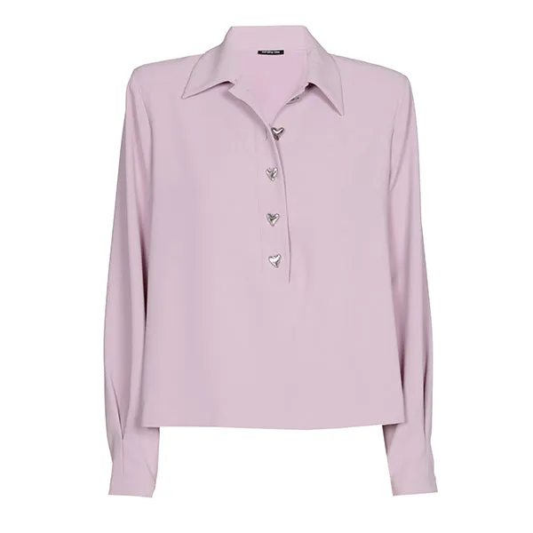 Caroline Biss PINK STRAIGHT-FITTING SHORT BLOUSE