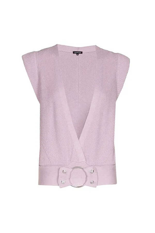 Caroline Biss PINK WAIST DETAIL KNIT TANK TOP