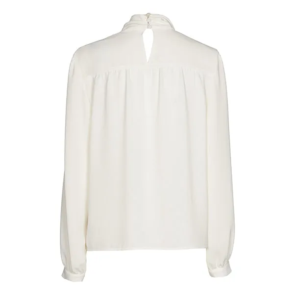 Caroline Biss PLEATED WHITE STRAIGHT-FITTING BLOUSE