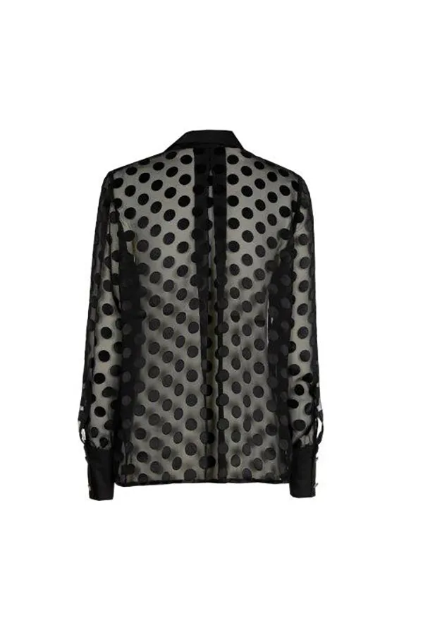 Caroline Biss POLKA DOT SEMI SHEER STRAIGHT BLOUSE