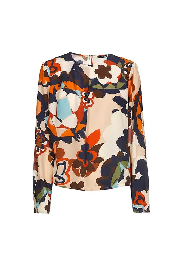 Caroline Biss PRINTED LOOSE CREPE TOP