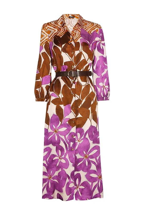 Caroline Biss PRINTED VISCOSE MIDI SHIRT DRESS