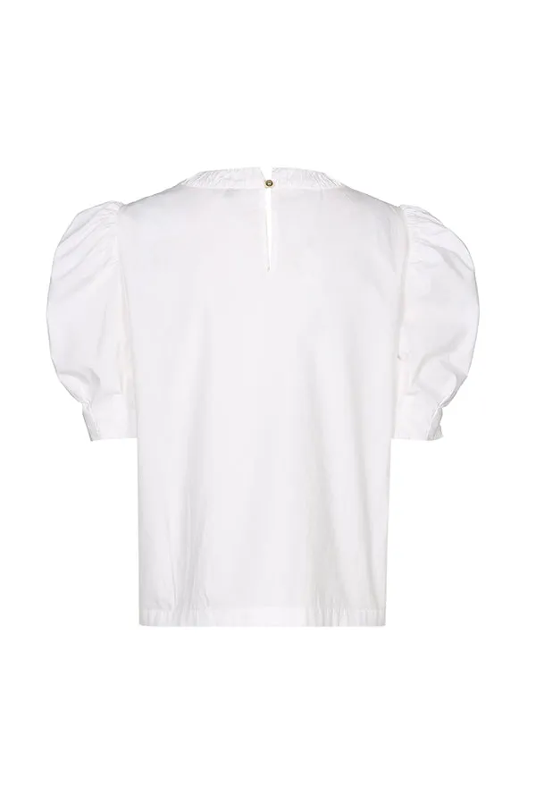 Caroline Biss PUFF SLEEVE ELASTICATED NECK BLOUSE