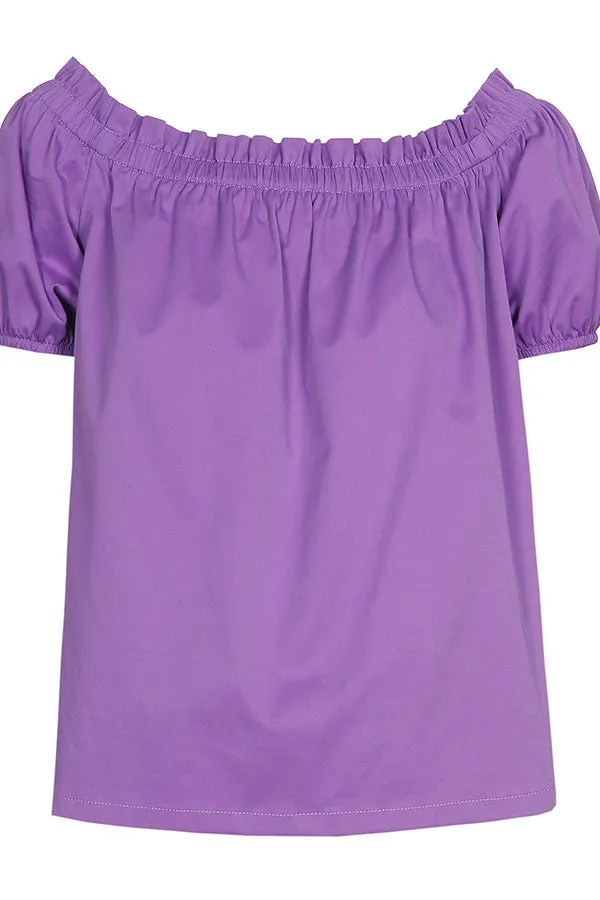 Caroline Biss PUFF SLEEVES COTTON TOP