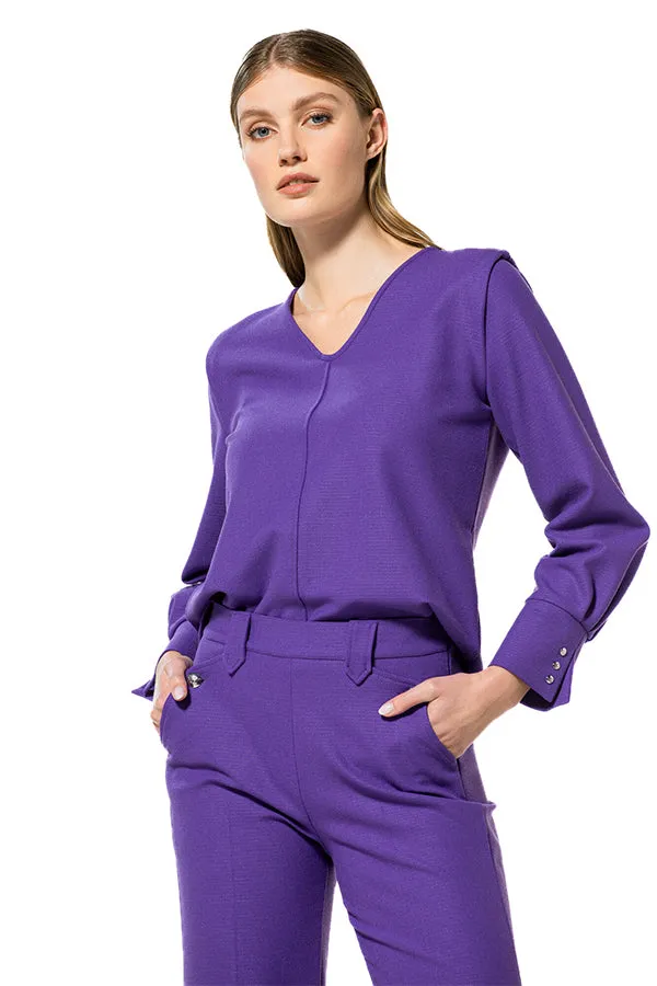 Caroline Biss PURPLE SHORT STRAIGHT BLOUSE