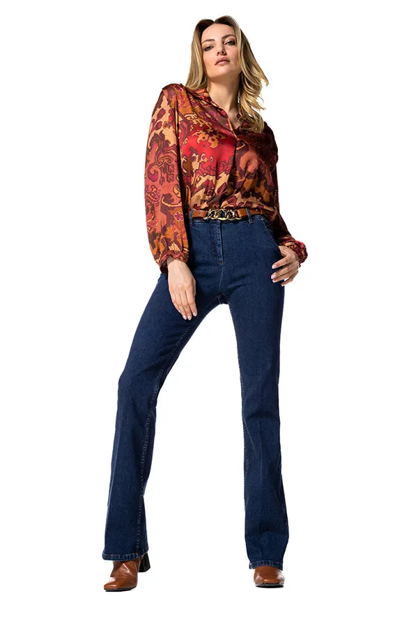 Caroline Biss RED PRINTED LOOSE BLOUSE