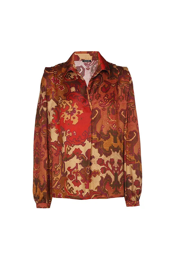 Caroline Biss RED PRINTED LOOSE BLOUSE