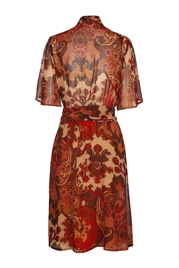 Caroline Biss RED PRINTED LOOSE KNEE LENGTH DRESS