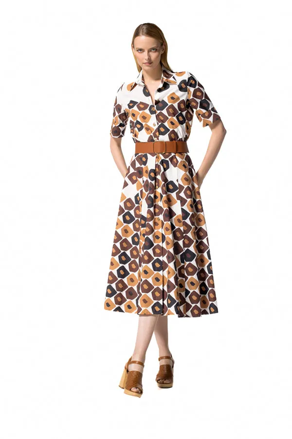 Caroline Biss RETRO PRINT BELTED DRESS