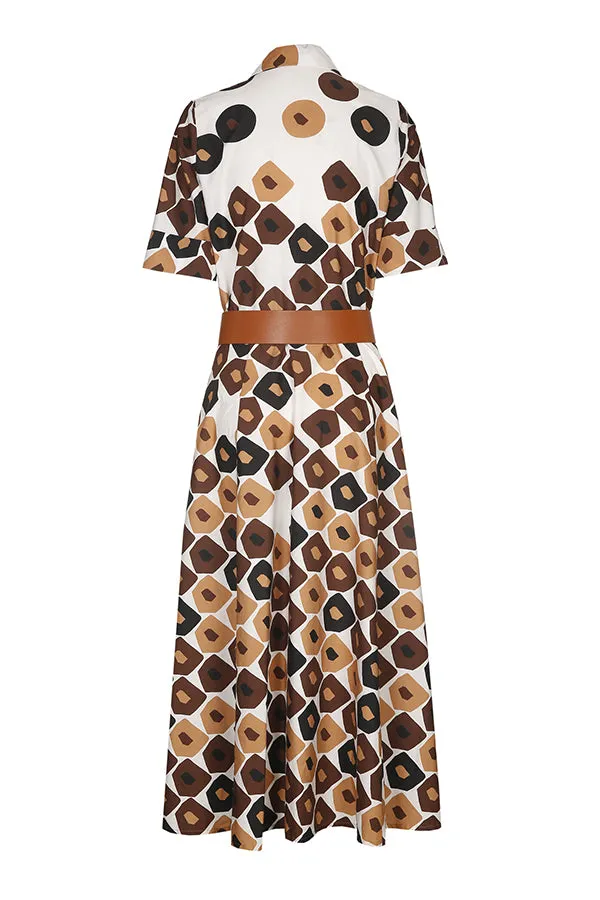 Caroline Biss RETRO PRINT BELTED DRESS