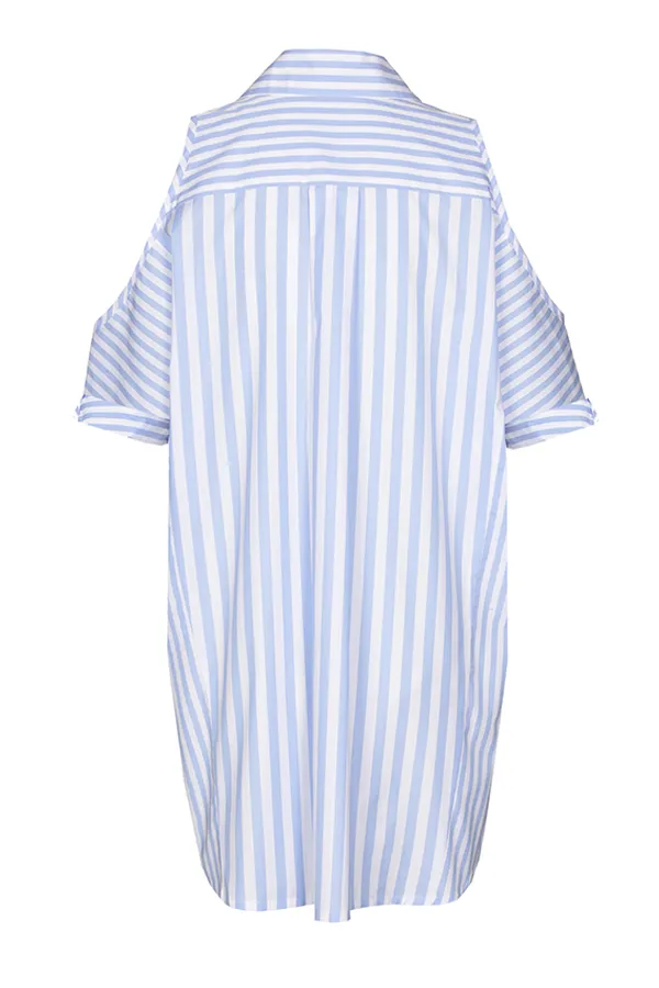 Caroline Biss SHOULDER EFFECT STRIPED LONG SHIRT