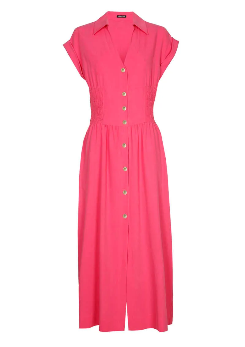 Caroline Biss SOFT FIT SMOCKED TENCEL MIDI DRESS