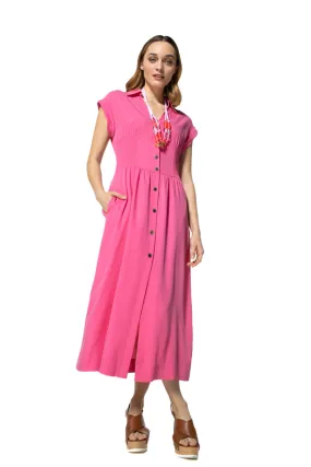 Caroline Biss SOFT FIT SMOCKED TENCEL MIDI DRESS