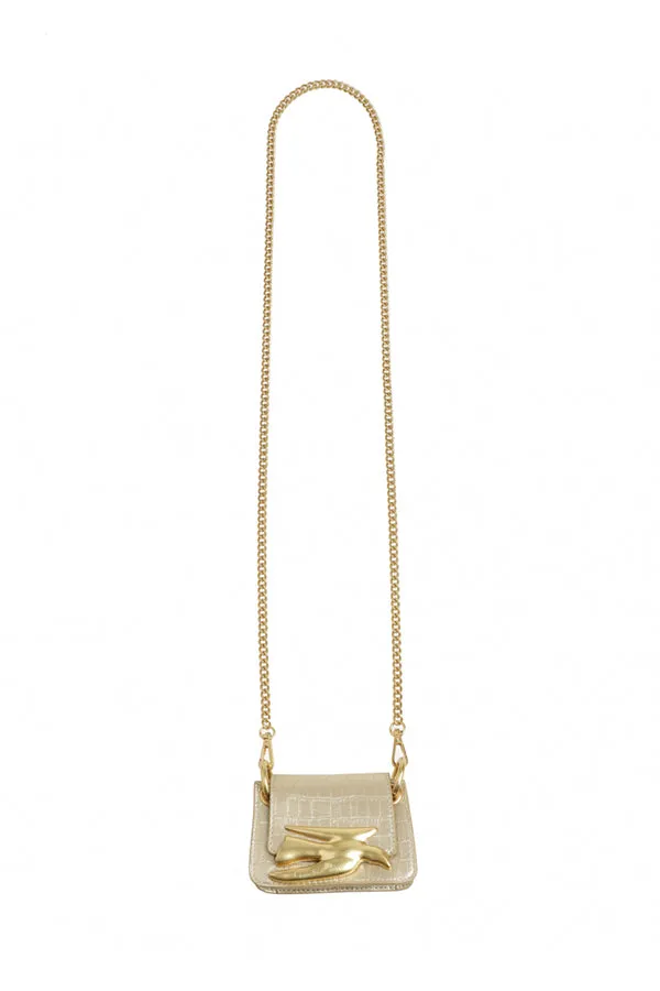 Caroline Biss SWALLOW DETAIL GOLD HANDBAG