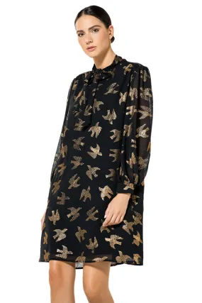 Caroline Biss SWALLOW PRINT STRAIGHT DRESS