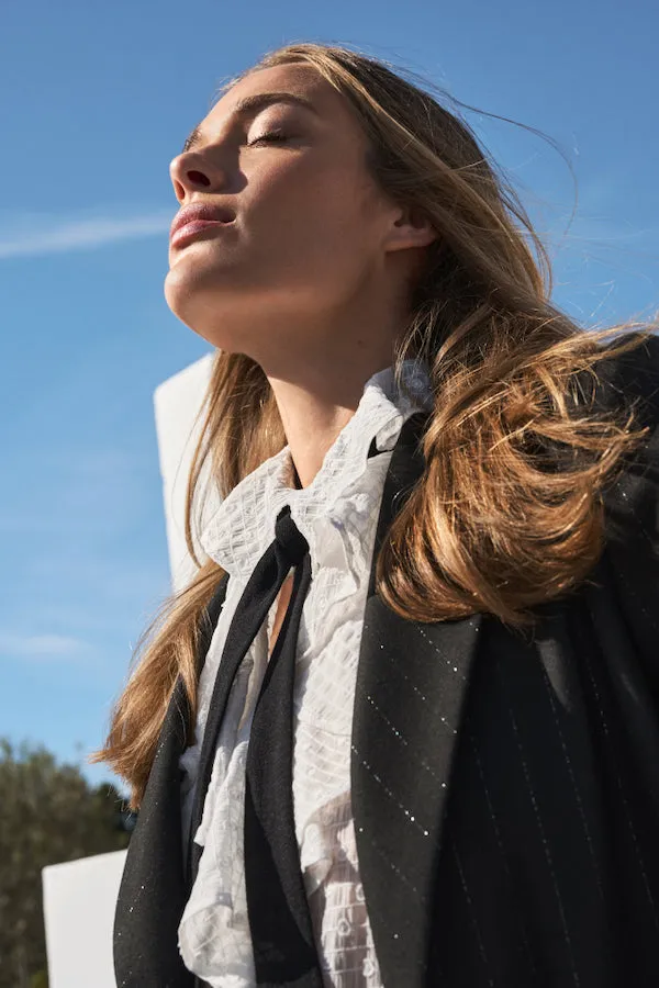 Caroline Biss TIE JABOT BLOUSE