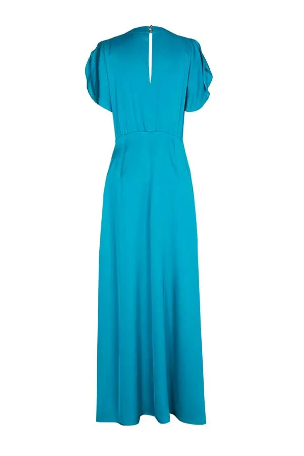 Caroline Biss TURQUOISE SHINY VISCOSE MAXI DRESS