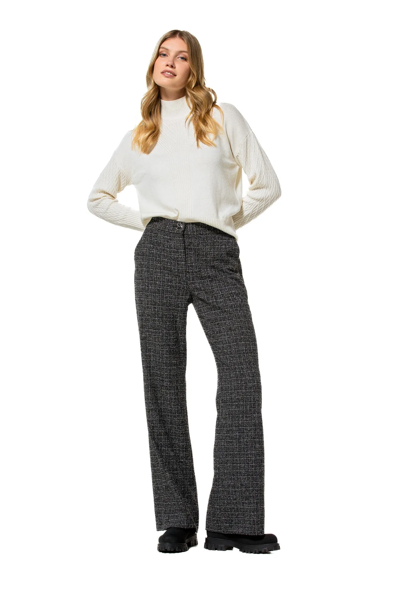 Caroline Biss TWEED STRAIGHT-FITTING TROUSER