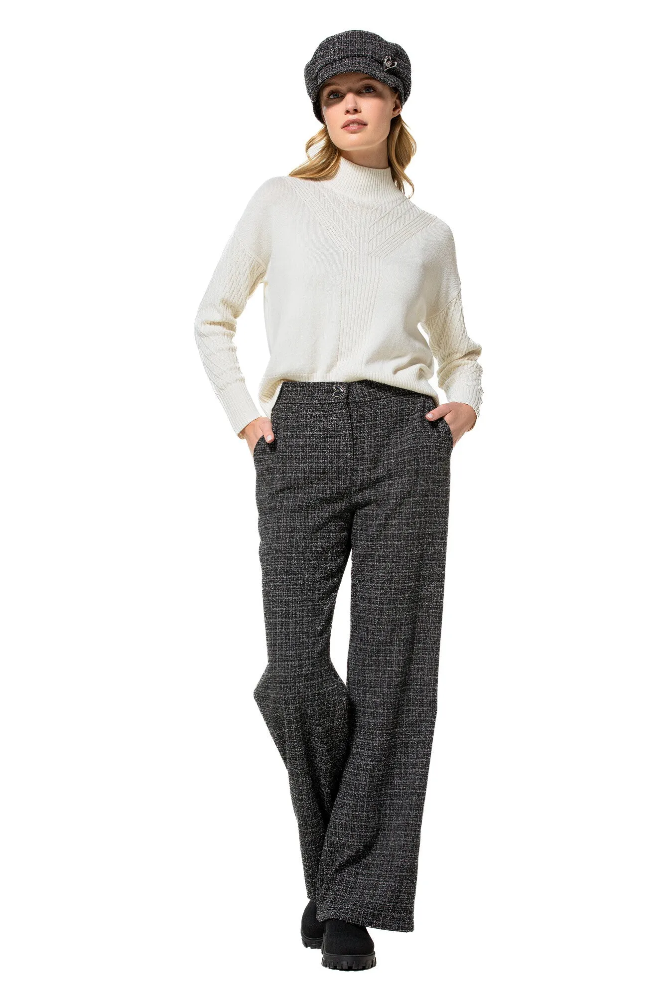 Caroline Biss TWEED STRAIGHT-FITTING TROUSER