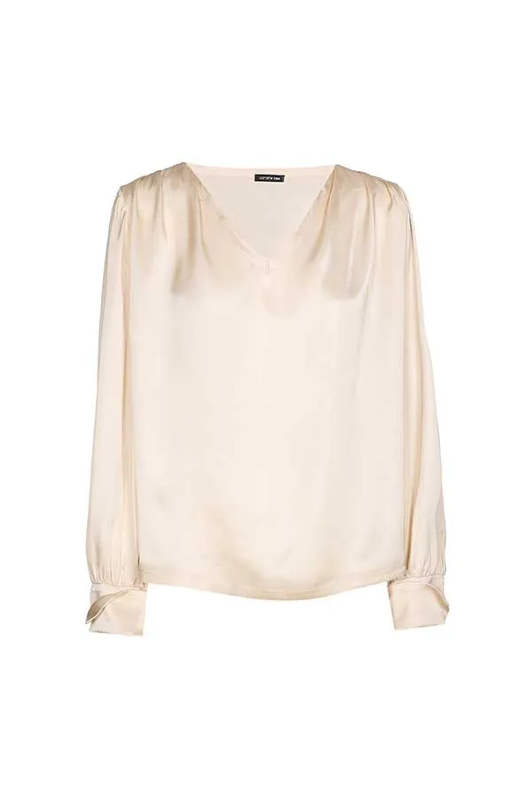 Caroline Biss V-NECK SHINY VISCOSE TOP