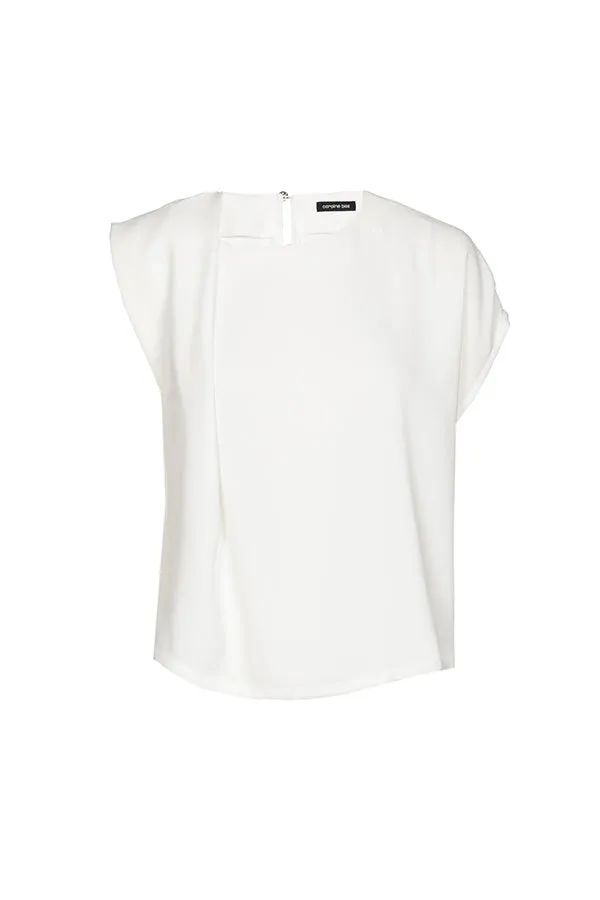 Caroline Biss WHITE LOOSE ASYMMETRICAL SHORT TOP