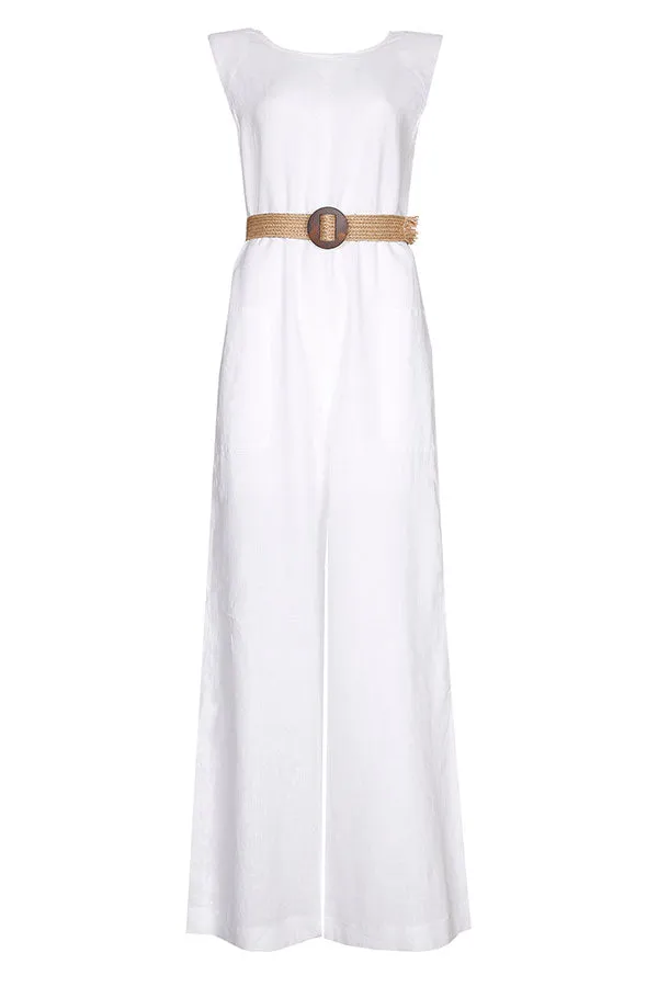 Caroline Biss WHITE LOOSE WIDE LEG JUMPSUIT