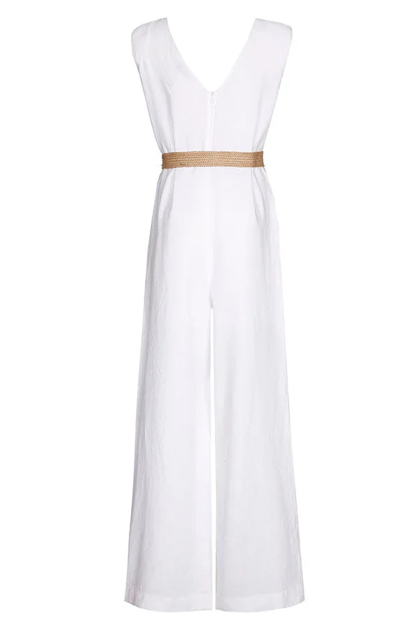 Caroline Biss WHITE LOOSE WIDE LEG JUMPSUIT