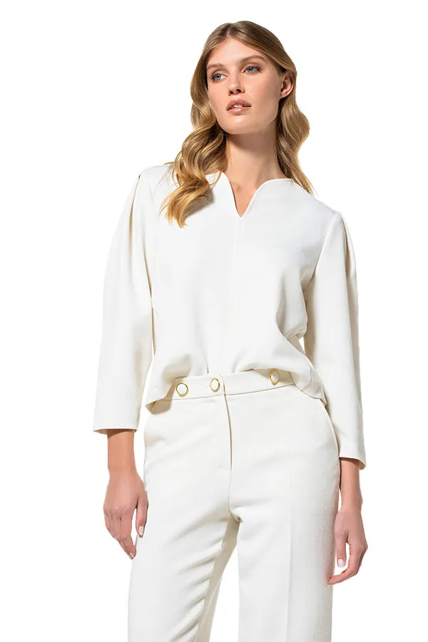 Caroline Biss WHITE SHORT STRAIGHT BLOUSE