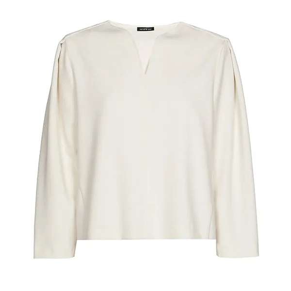 Caroline Biss WHITE SHORT STRAIGHT BLOUSE