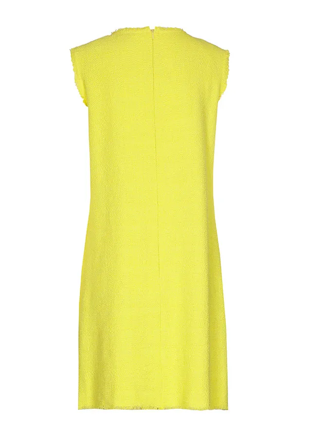 Caroline Biss YELLOW BOUCLETTE SLEEVELESS DRESS