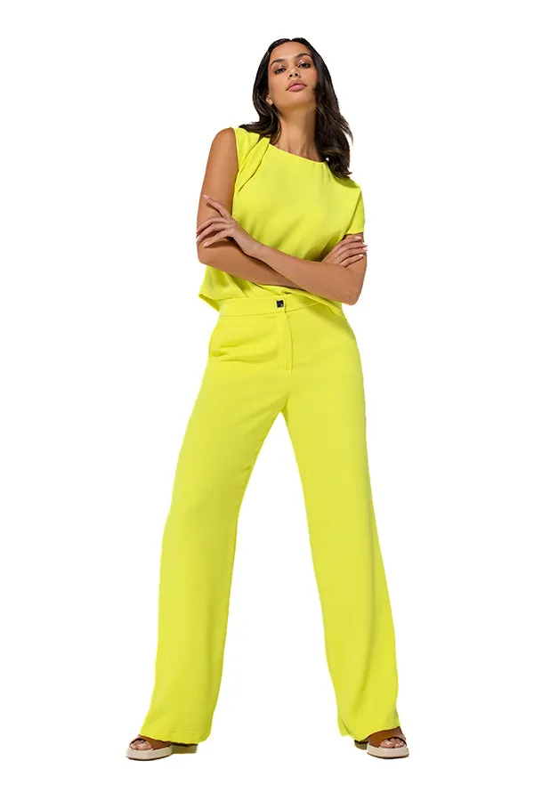 Caroline Biss YELLOW LOOSE ASYMMETRICAL SHORT TOP