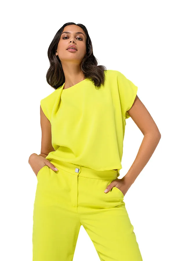 Caroline Biss YELLOW LOOSE ASYMMETRICAL SHORT TOP