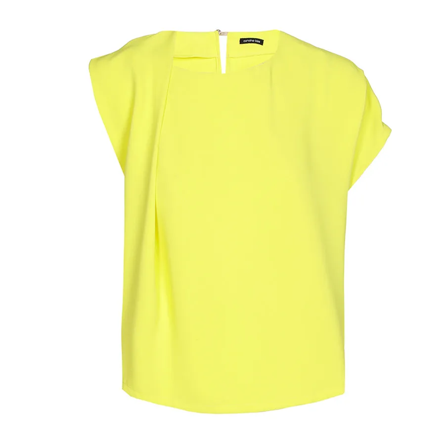 Caroline Biss YELLOW LOOSE ASYMMETRICAL SHORT TOP