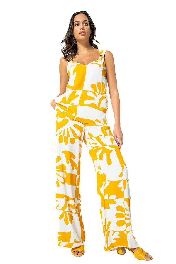 Caroline Biss YELLOW PRINT LOOSE TANK TOP