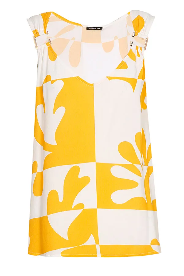 Caroline Biss YELLOW PRINT LOOSE TANK TOP