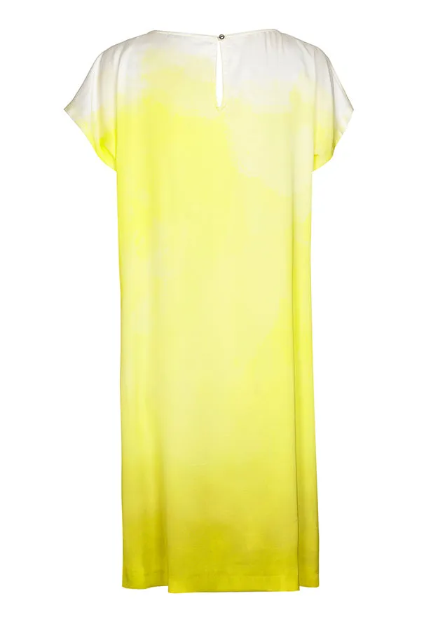 Caroline Biss YELLOW WATERCOLOR PRINT DRESS