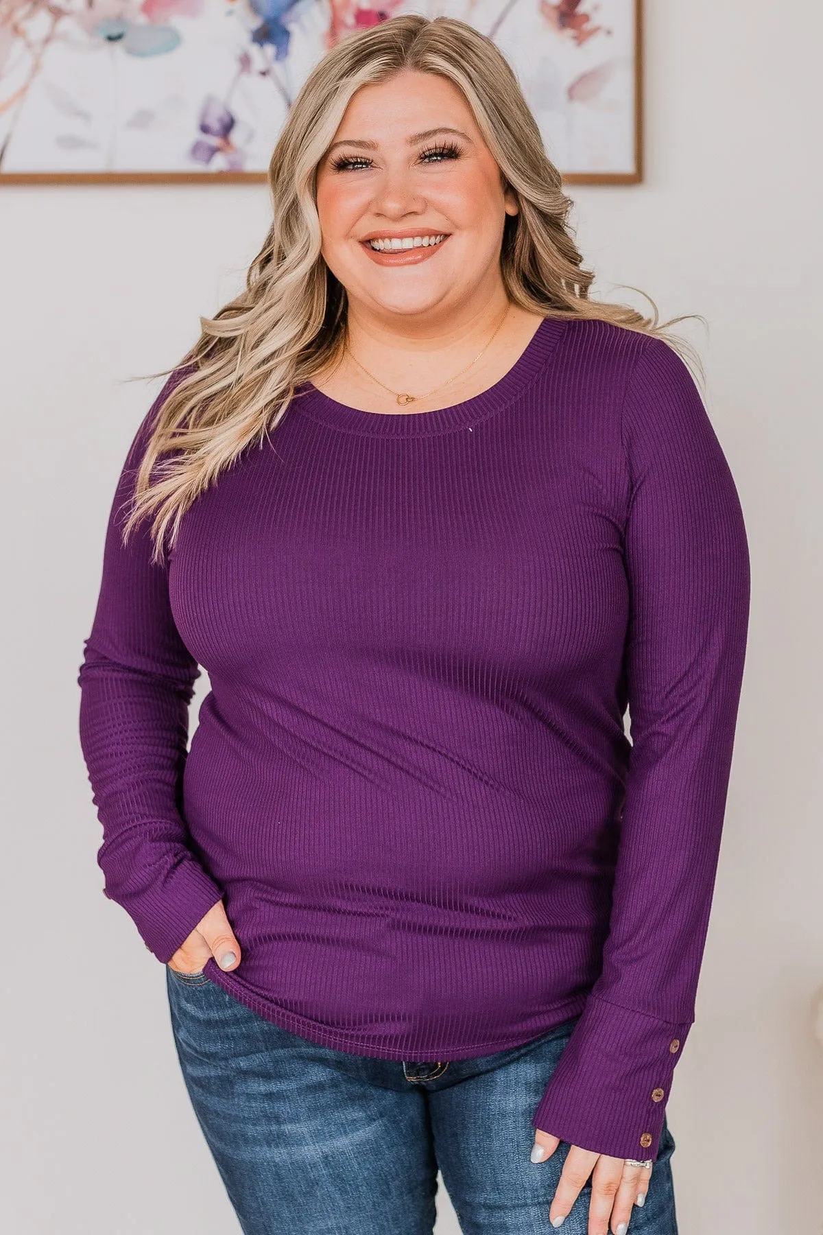 Caught Up In Love Knit Top- Dark Purple