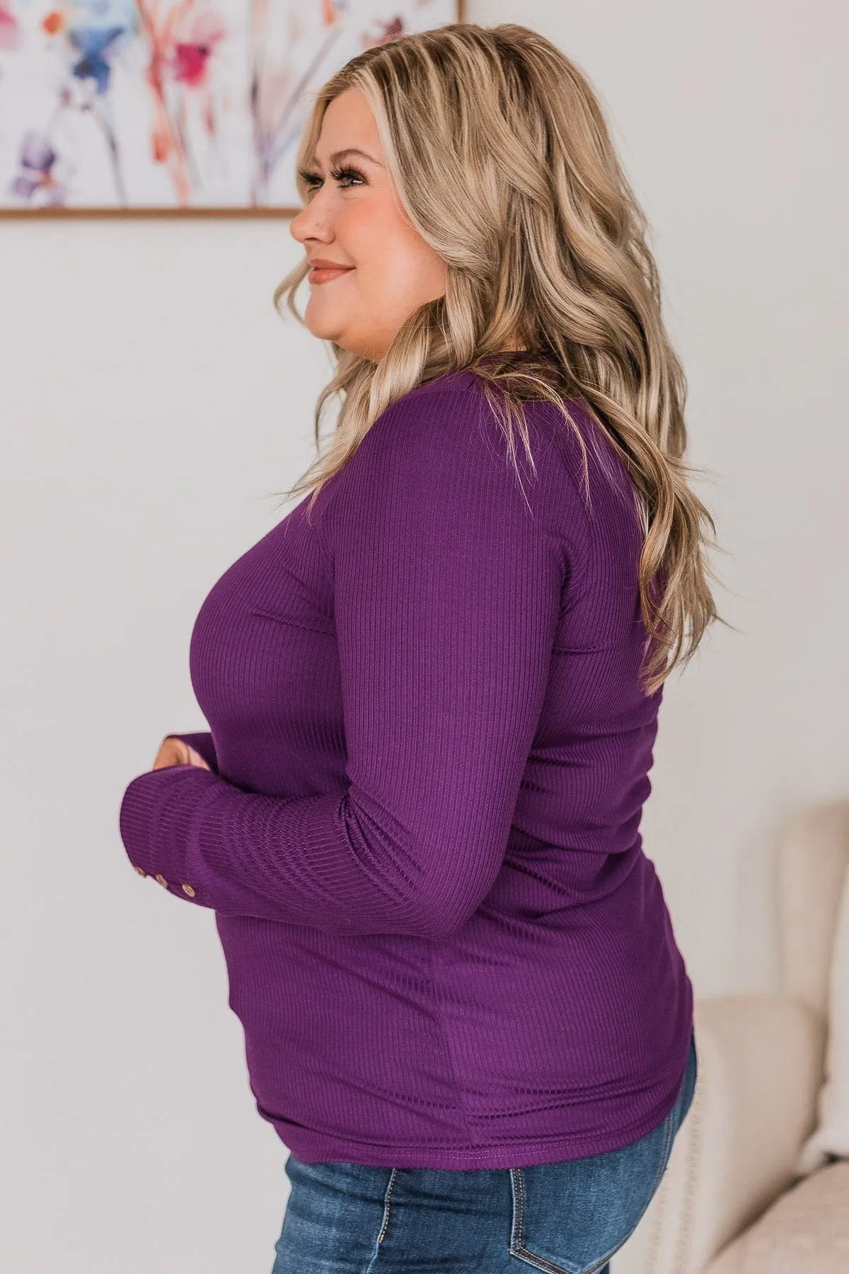 Caught Up In Love Knit Top- Dark Purple