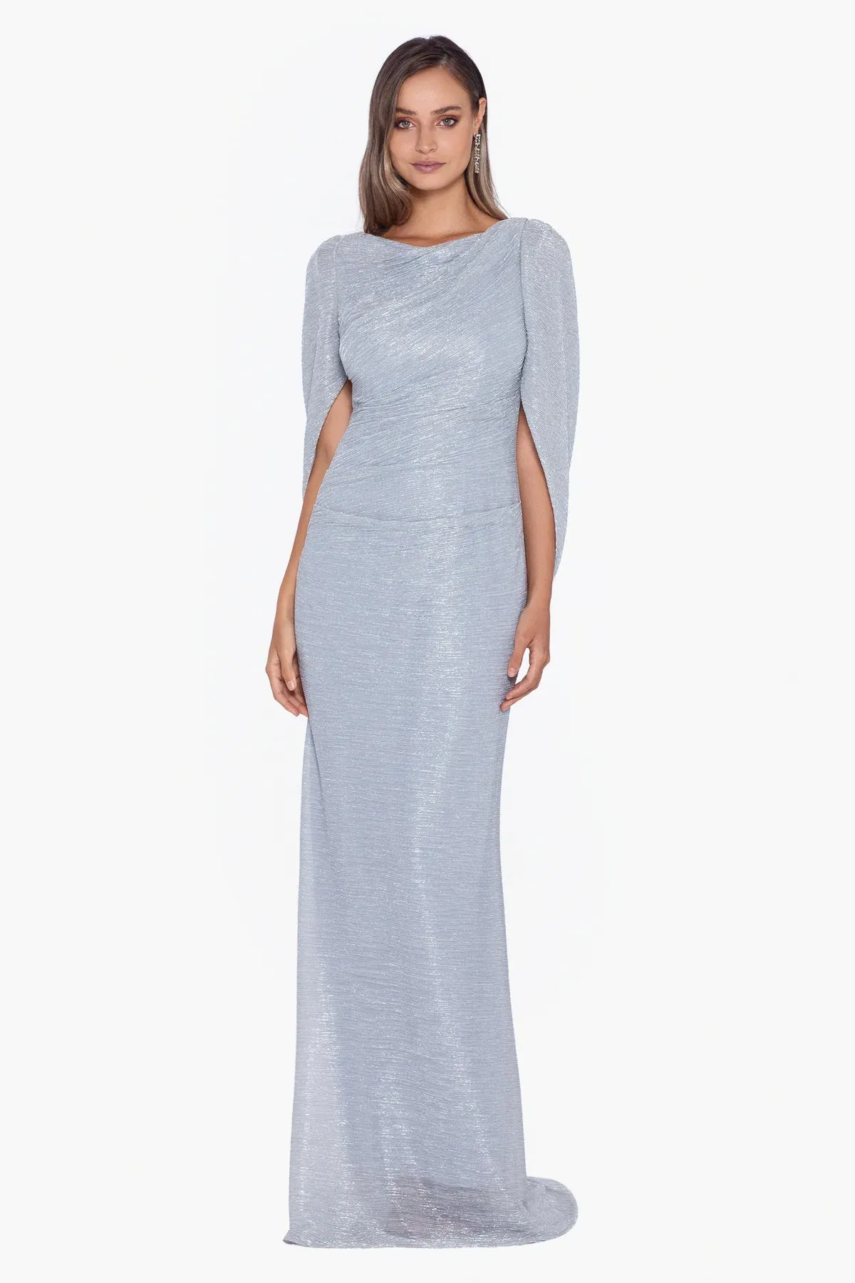 Celine Boat Neck Crinkle Gown