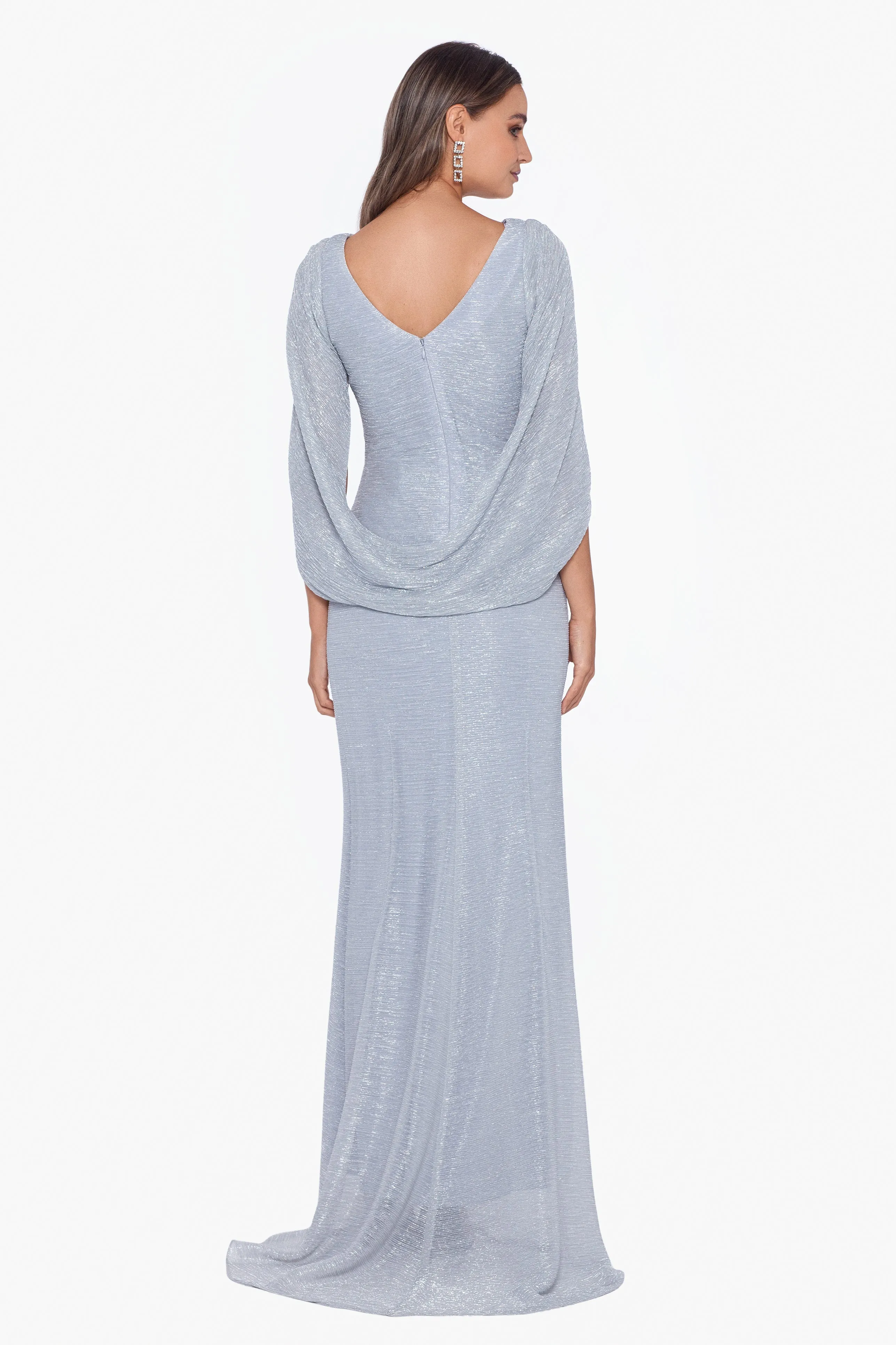 Celine Boat Neck Crinkle Gown