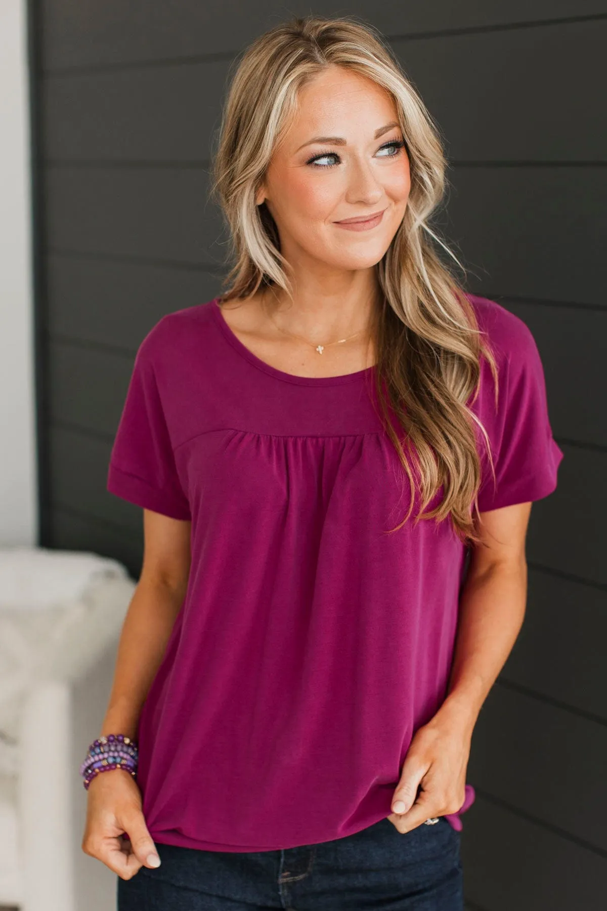 Certainly Sweet Knit Top- Magenta