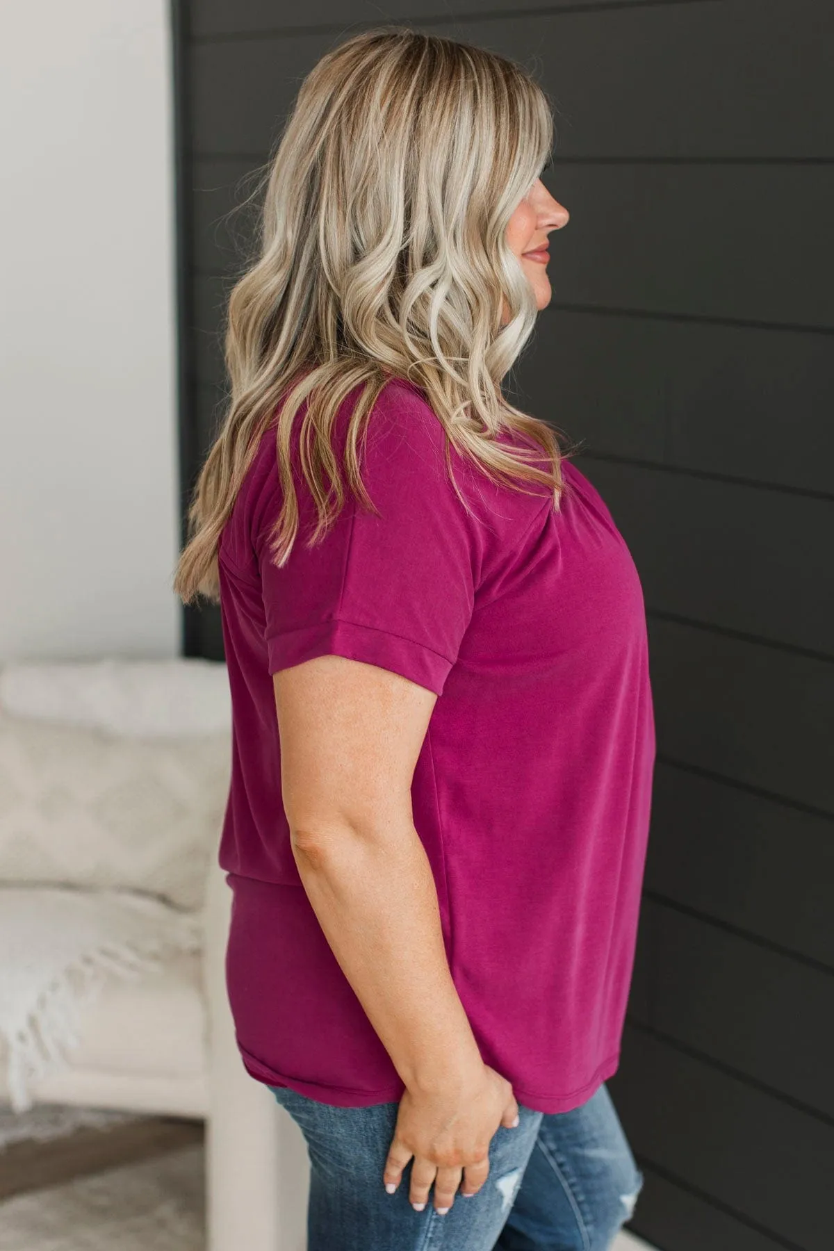 Certainly Sweet Knit Top- Magenta