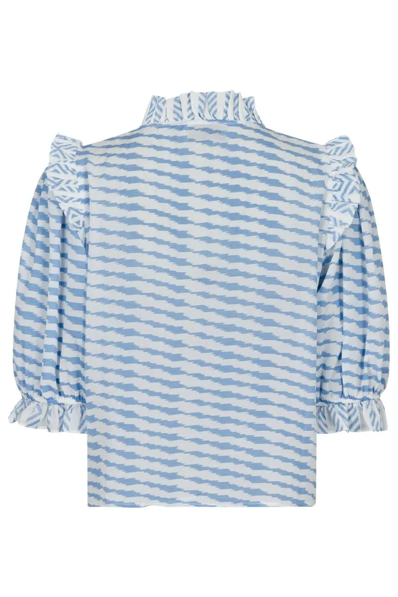 Chacha Graphic Blouse | Light Blue | Bluse fra Neo Noir