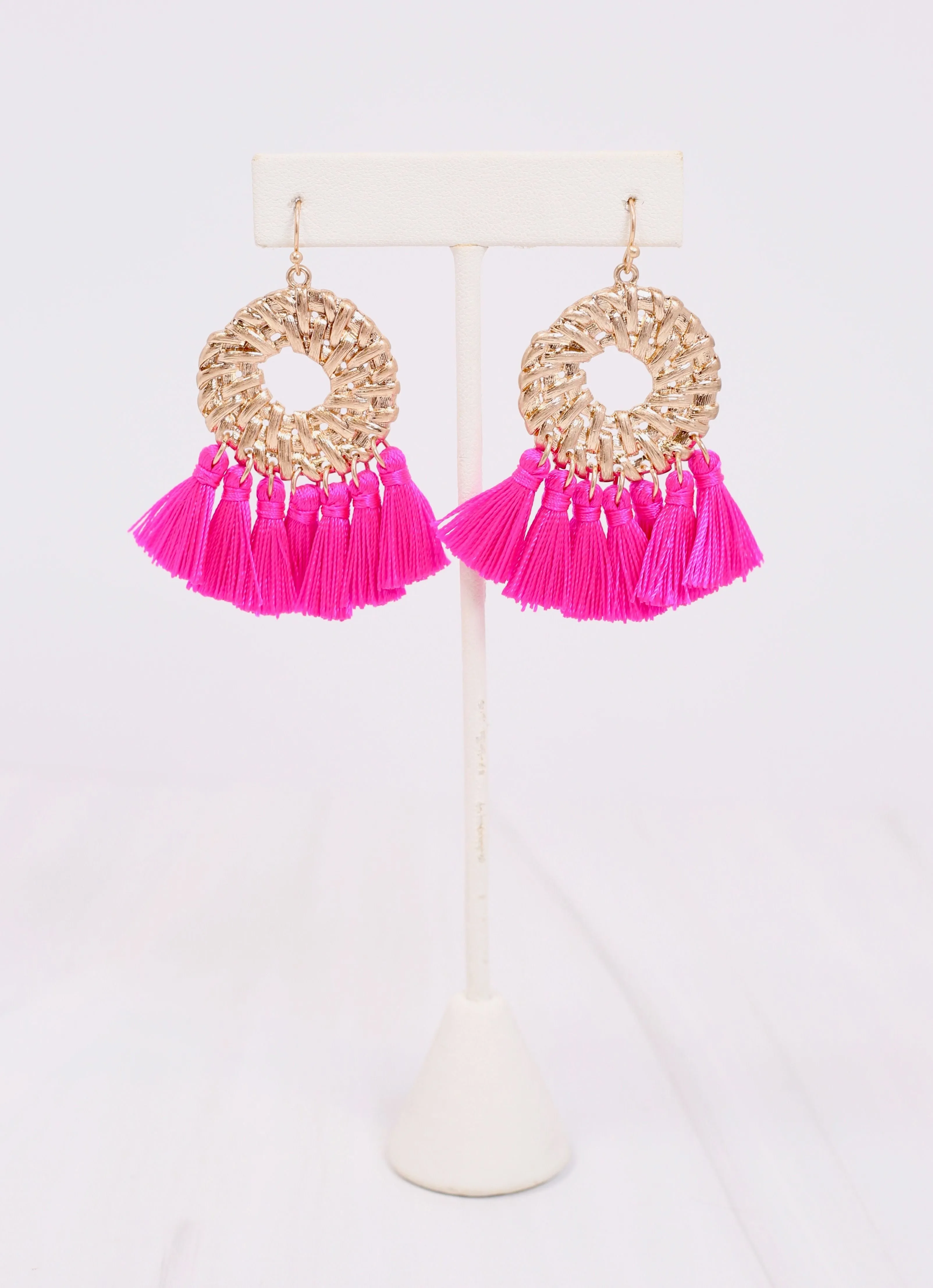 Cheshire Tassel Drop Earring HOT PINK