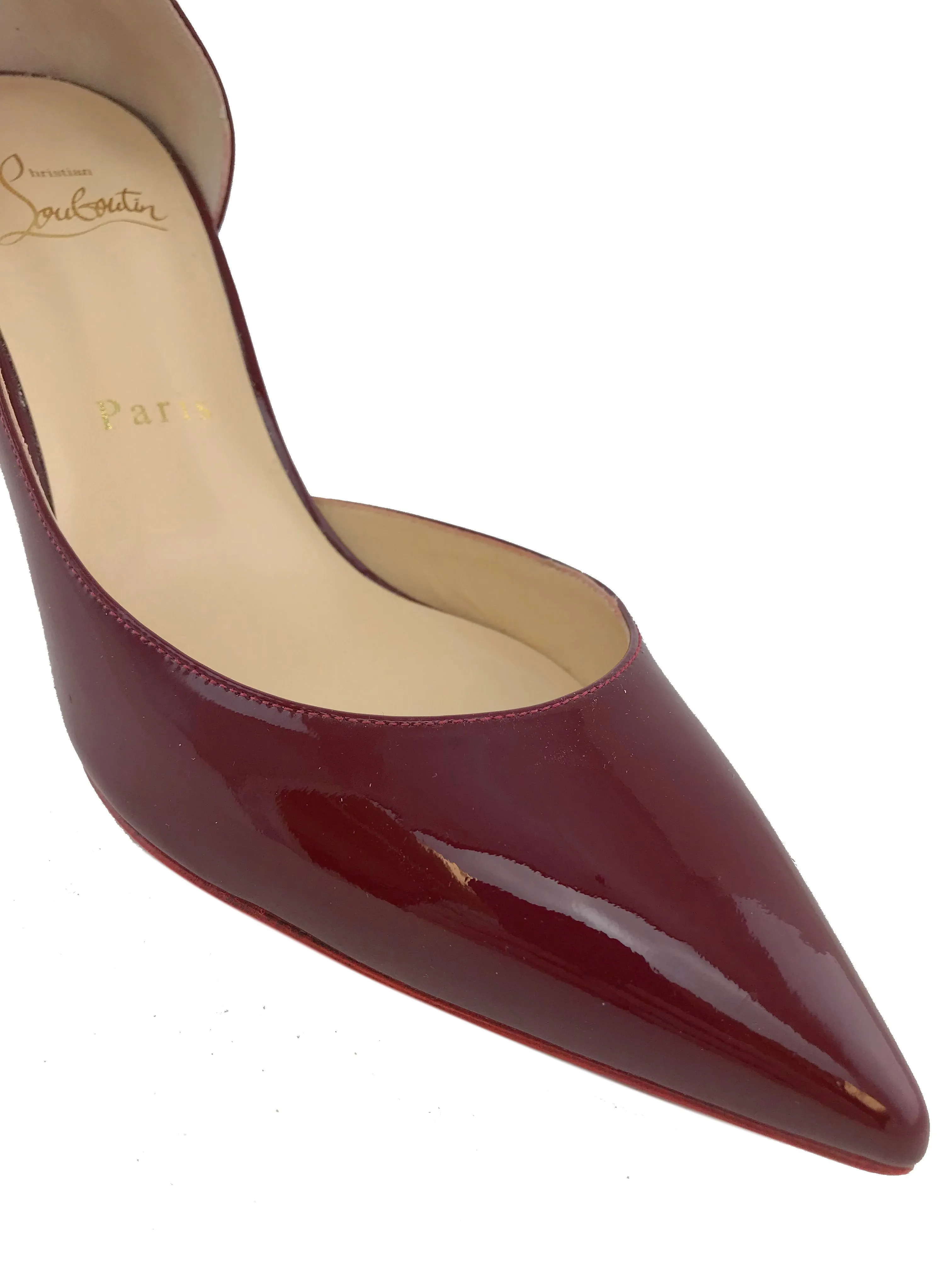 Christian Louboutin Iriza Patent Leather Half D'Orsay Pumps Size 7.5