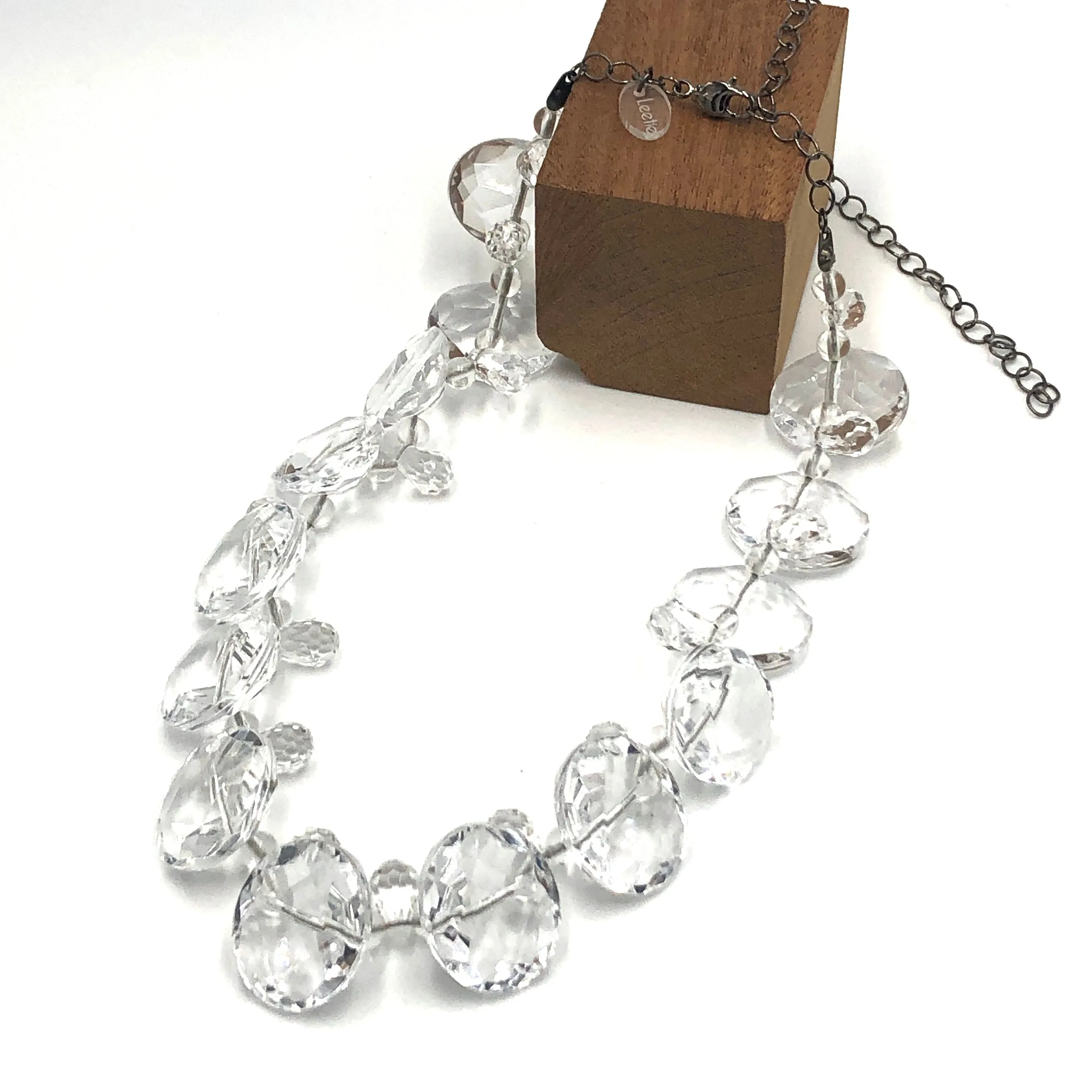 Clear Facets Button Marco Necklace