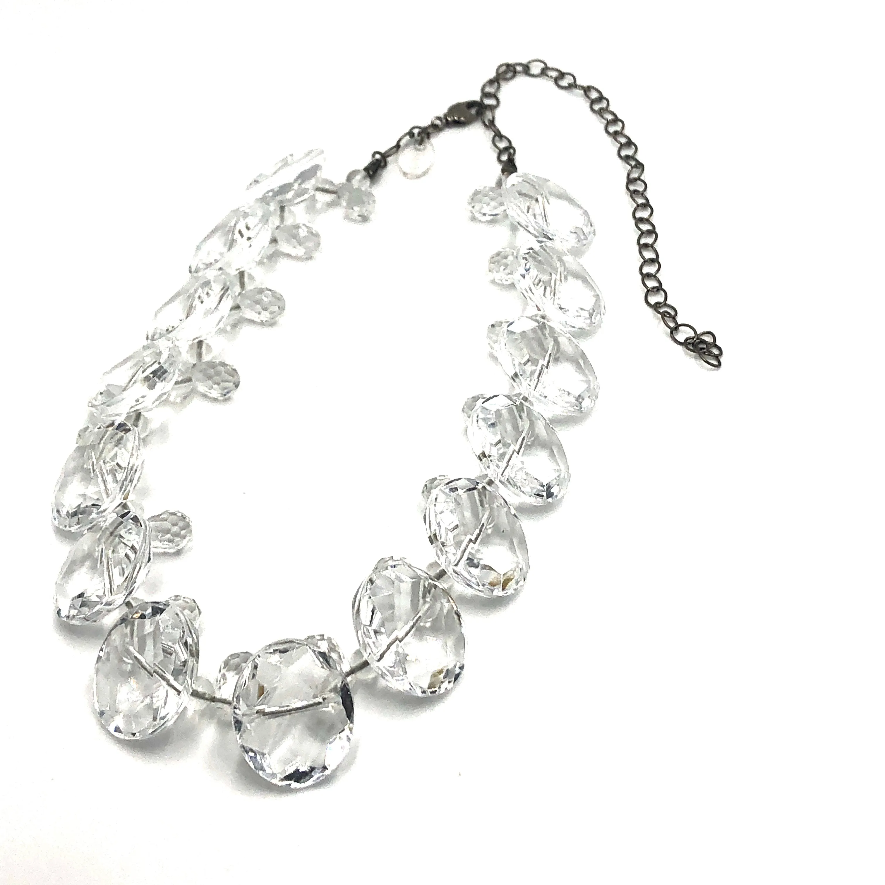 Clear Facets Button Marco Necklace